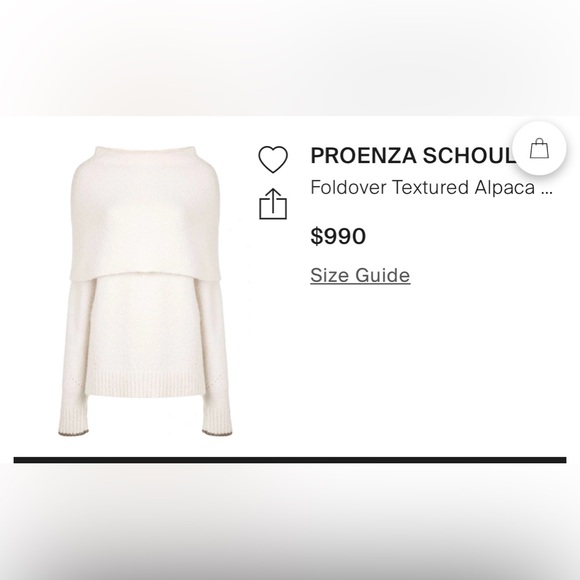 Proenza Schouler fold over textured Merino Wool/Alpaca blend sweater. - Picture 5 of 12